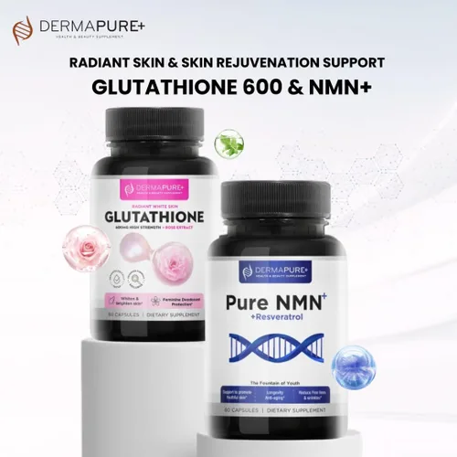 Miniatura 7 de Dermapure - Píldoras blanqueadoras de glutatión 2 en 1, 600 mg con extracto de aceite de rosa, suplemento para aclarar la piel y desodorante