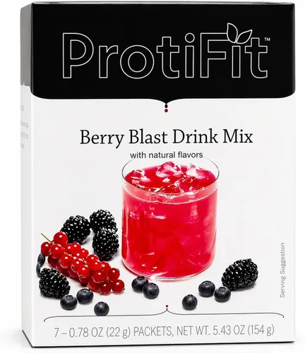 ProtiFit - Mezcla de bebida en polvo de sabor a fruta con alto contenido en proteínas, 15g de proteína, baja en calorías, sin azúcar, compatible con
