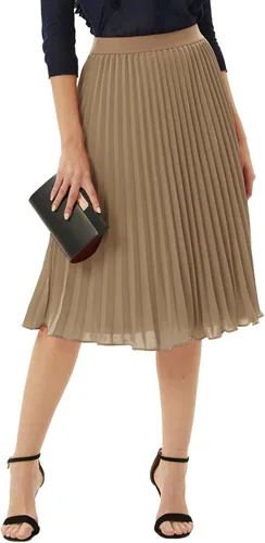 Miniatura 95 de GRACE KARIN - Falda plisada de gasa para mujer, con cintura alta y elástica, vuelo, corte acampanado y longitud por debajo de la rodilla