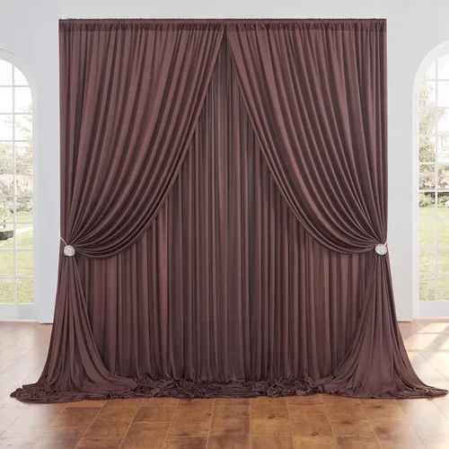 Miniatura 123 de Cortinas de telón de fondo blanco de 30 pies x 8 pies para fiestas de boda, 6 paneles de 5 pies x 8 pies, cortinas de fotografía de poliéster sin