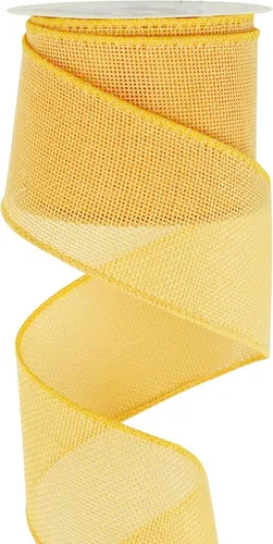HUIHUANG Cinta amarilla de yute con alambre de arpillera – 2.5 pulgadas x 10 yardas con borde de alambre sólido para coronas, lazos grandes, Amarillo