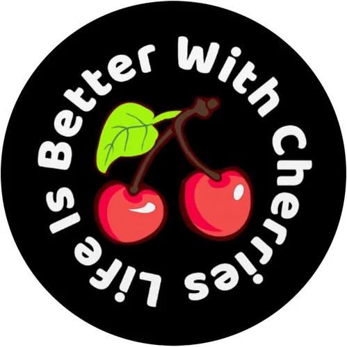 Miniatura 3 de Cherry Cobbler - Soporte para teléfonos y tabletas, diseño de cerezas, Negro