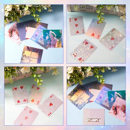 Miniatura 4 de Clabby 36 hojas de papel adhesivo holográfico A4, láminas laminadas holográficas de vinilo, autoadhesivas, impermeables, transparentes, 11.7 x 8.3