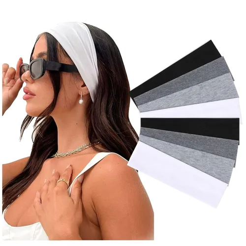 Miniatura 14 de DRESHOW 8 unidades de diademas ajustables con nudos antideslizantes elásticas, bandas de pelo de yoga para mujeres y niñas en colores sólidos