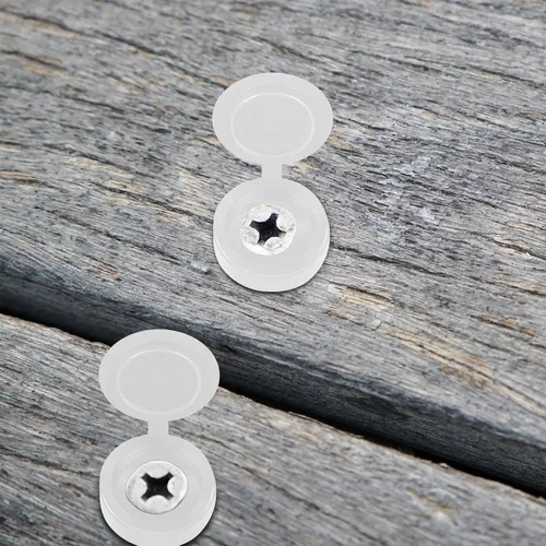 Miniatura 3 de Hotop 100 Piezas de Tapa de Tornillo con Bisagra de Plástico, Tapas de Tornillo Plegables, Tapas de Tornillo para Arandelas y Tapas Abatibles Blanco