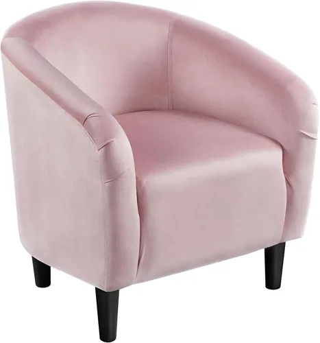 Miniatura 10 de Yaheetech Silla de Sala de Estar, Silla de Acento de Terciopelo, Silla Barril Tapizada, Silla de Asiento con Reposabrazos y Respaldo Bajo para Sala
