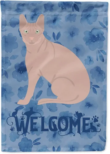 Miniatura 86 de Caroline's Treasures CK5047CHF Ojos Azules - Bandera de bienvenida con diseño de gato para casa de porche, grande, para colgar en la pared