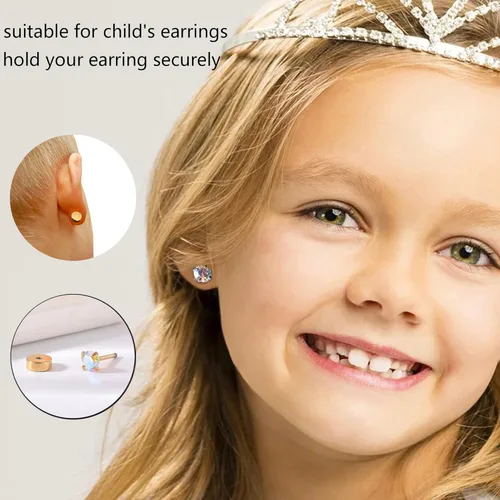 Miniatura 3 de AoedeJ Pendientes de acero inoxidable Espalda de oro Tornillo plano en pendientes Reemplazos traseros planos para pernos prisioneros Espalda