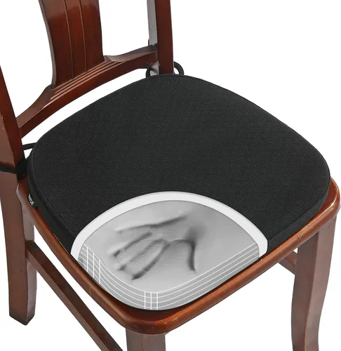 Miniatura 28 de BUYUE Cojines de Espuma Viscoelástica de Lujo para Sillas, Paquete de 6, Jacquard 16" en Forma de U, Cojines Cómodos para Sillas de Comedor, Borgoña