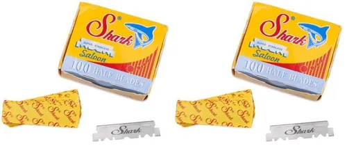 Miniatura 4 de Hoja de afeitar de filo recto Shark para navaja de barbero, de acero inoxidable extraordinario, 100 hojas de afeitar para navajas de barberos