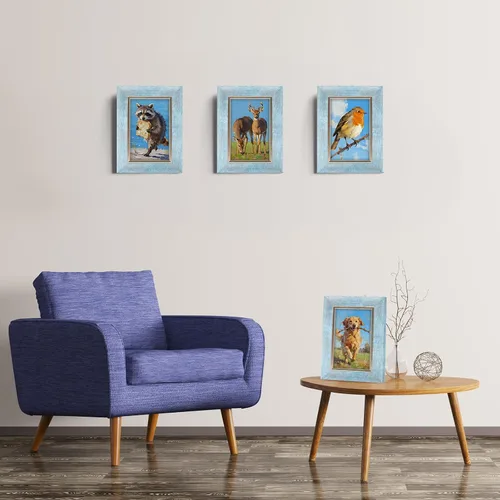Miniatura 3 de XUANLUO Juego de 4 marcos de fotos de 4x6, estilo rústico retro con cubierta de plástico HD para montaje en pared y exhibición en mesa, regalo
