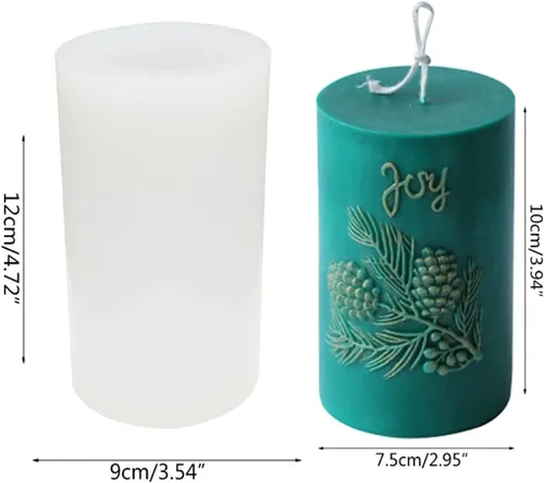 Miniatura 2 de Molde de vela de cono de pino cilíndrico 3D, molde de jabón de arcilla de silicona para hacer velas de cera de abeja de cera de soja hechas a mano