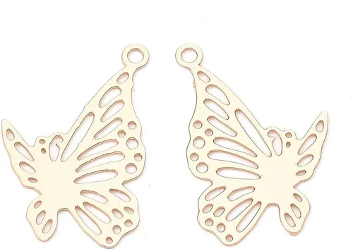 Miniatura 4 de Beadthoven - Colgantes de filigrana dorada clara, adornos de metal grabados, dijes de conector hueco para aretes, collares, accesorios para hacer