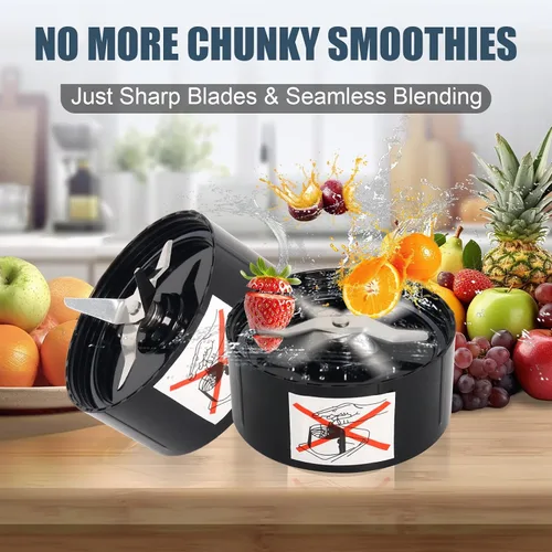 Miniatura 4 de Cuchillas batidoras de repuesto compatibles con Magic Bullet MB1001, juego de cuchillas de corte de doble cruz + planas, acero inoxidable