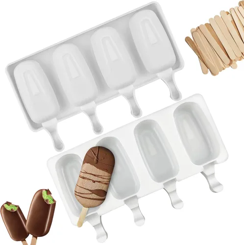 2 moldes de silicona reutilizables de grado alimenticio congelados para helados, dulces, postres, moldes para tartas, paletas de hielo, moldes de 2
