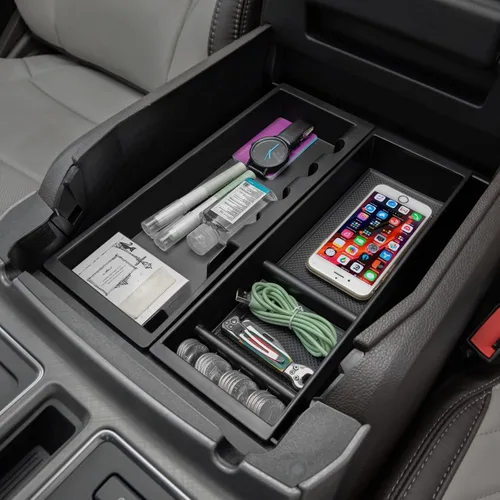 Miniatura 4 de PIMCAR Organizador de consola central para Ford F150 2021 2022 2023, F150 Lightning 2022 2023 Caja de almacenamiento del reposabrazos Accesorios