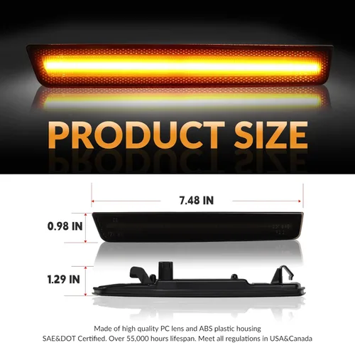Miniatura 6 de Luces LED de señalización lateral para parachoques delantero, lámparas de señal de estacionamiento ámbar para Dodge Challenger 2015-2023, lente