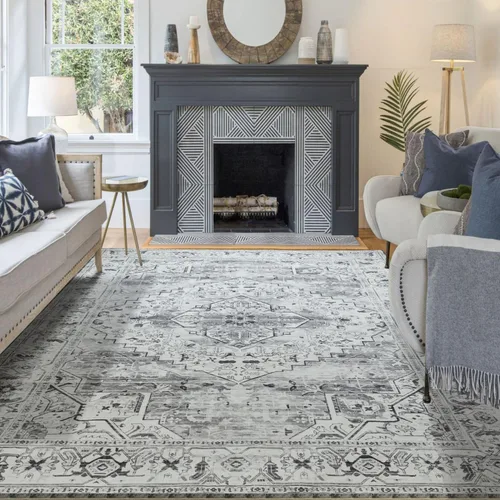 Miniatura 40 de Syalife 6x9 Alfombra Lavable para Área, Ultra Suave Antideslizante, Pila Baja, Alfombra Vintage Resistente a Manchas para Sala de Estar, Alfombra