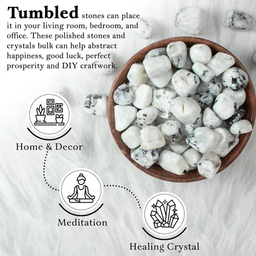 Miniatura 4 de Crocon Piedra lunar arcoíris de 1 libra, piedras y cristales a granel de más de 2000 quilates, kit de cristal natural para curación de Reiki pulido