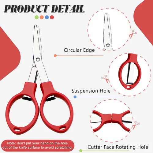 Miniatura 7 de Tatuo Tijeras de acero inoxidable plegables, mini tijeras, antióxido, portátil, llavero, tijera, tijeras pequeñas en forma de tijeras compactas