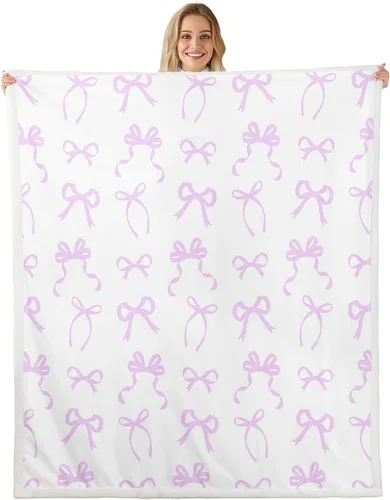 Miniatura 38 de Manta de franela de forro polar con lazos rosados femeninos de 40 x 50 pulgadas, manta mullida de corazones para el día de San Valentín para sofá