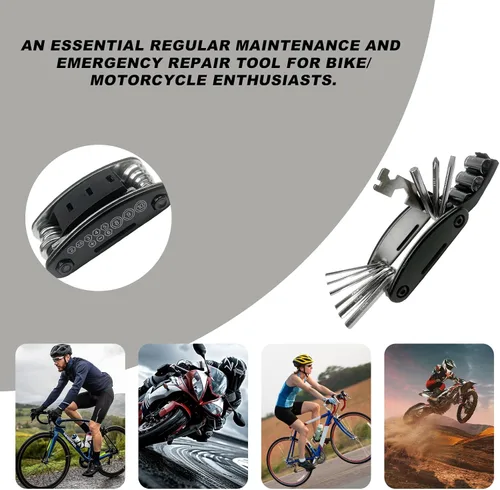 Miniatura 3 de Kit de herramientas para reparación de bicicleta Wevdn, herramienta multifunción de 16 en 1 con llave hexagonal y destornillador, herramienta