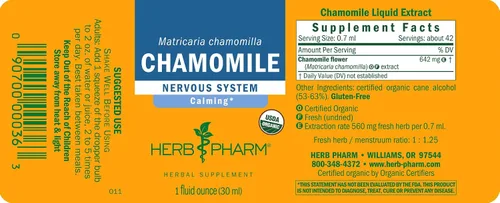 Miniatura 9 de Herb Pharm Extracto líquido de manzanilla: USDA Orgánico Apoyo calmante del sistema nervioso, suplemento de manzanilla de apoyo al estrés