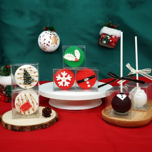 Miniatura 4 de XINHPKGG 50 cajas de regalo transparentes de 2 x 2 x 2 pulgadas, cajas transparentes para tartas con agujero superior, caja de macarrón, caja