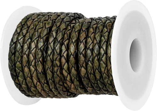 Miniatura 21 de GENIQUE Cuerda de Cuero Trenzada Redonda Genuina Real, Cuerda de Cuero para Manualidades, Hacer Joyería, Collar, Pulsera (5 Metros)