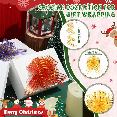 Miniatura 2 de Poen 24 Piezas Lazos de Organza con Cordón de Navidad de 6 Pulgadas Lazos Grandes de Cinta para Envolver Regalos Manualidades para Envolver Regalos