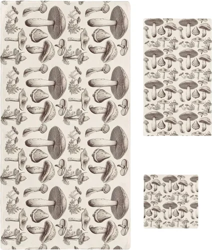 Mushroom Bath Towels for Bathroom Set - Luxury Microfiber Towels Gifts for Women,Quick Dry Beach Kitchen Hand Hair Face Yoga Workout Gym Towel and