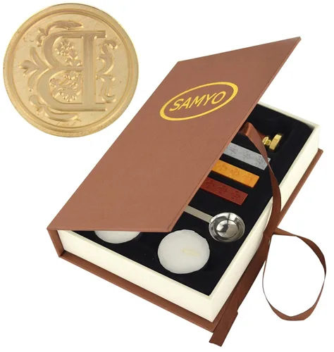 Set de lacres para sellos de la marca Samyo, diseño de letras del alfabeto estilo vintage, clásico, tradicional, antiguo, de color latón, ideal para