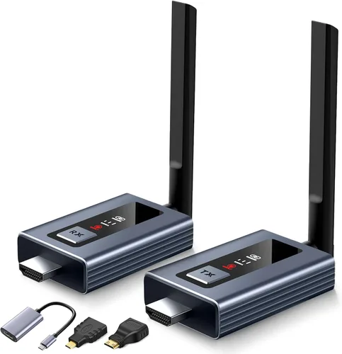 Miniatura 9 de Transmisor y receptores HDMI inalámbricos mejorados con pantalla LED, 165 pies Plug & Play 1080P Salida HD 5.8GHz Extensor para TV