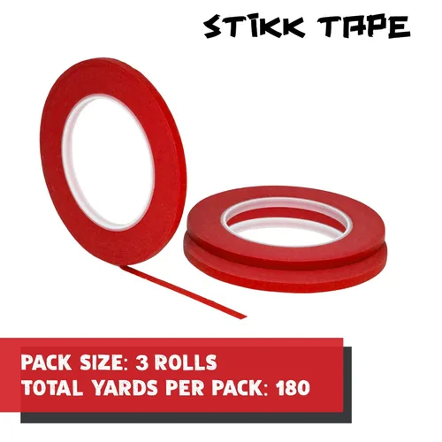 Miniatura 3 de STIKK Cinta para pintores – Paquete de 3 cintas de pintor rojas – 1/4 pulgadas x 60 yardas – Cinta de pintura para pintura, bordes, recortes, techos