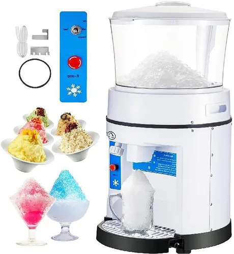 Máquina eléctrica de cono de nieve de mesa, trituradora de hielo comercial de 350 W, 1100 lbs/h con tolva de 17.6 libras, velocidad de rotación de