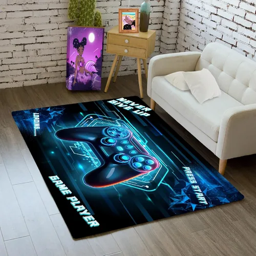 Miniatura 14 de Alfombras de Jugador para Dormitorio de Niños, Pintura de Dibujos Animados con Gamepad, Alfombra para el Hogar para Adolescentes, Decoración Genial