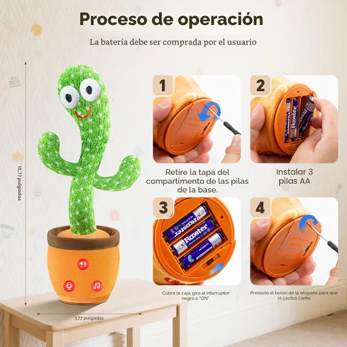 Miniatura 5 de SANJOIN Juguete de Cactus para Bebé que Habla, Baila y Canta con Volumen Ajustable, para Niña de 1 Año, Juguetes Infantiles para 0-6, 6-12 Meses
