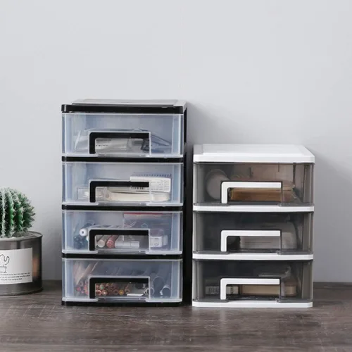 Miniatura 7 de Gatuida Organizador de cajones transparentes para maquillaje y cosméticos, mini caja de almacenamiento de plástico para escritorio, color negro