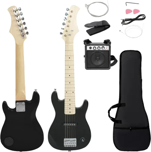 Guitarra eléctrica para principiantes de 30 pulgadas con amplificador de 5 W y paquete de accesorios, bolsa de guitarra para