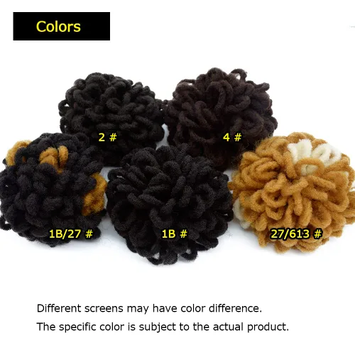 Miniatura 8 de Moños de Cola de Caballo con Cordón Negro Marrón Loc para Mujeres Negras Moño Rizado de Pétalo Loc Cola de Caballo de Rastas Trenzas Faux Locs Moño