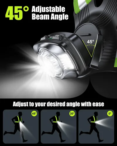 Miniatura 5 de Luces de Correr para Corredores, Luz de Correr de 500 Lúmenes con Luz de Alerta Roja Trasera, Haz Ajustable de 45° e Impermeable IPX4, Chaleco