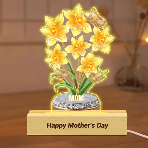 Miniatura 5 de Placa acrílica personalizada de narcisos con nombre del niño, cada rosa sostiene una pieza de tu corazón, letrero de mariposas y flores, placa plana