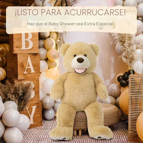 Miniatura 2 de MorisMos Oso de peluche gigante con huellas grandes, animales de peluche, color marrón claro, 39 pulgadas