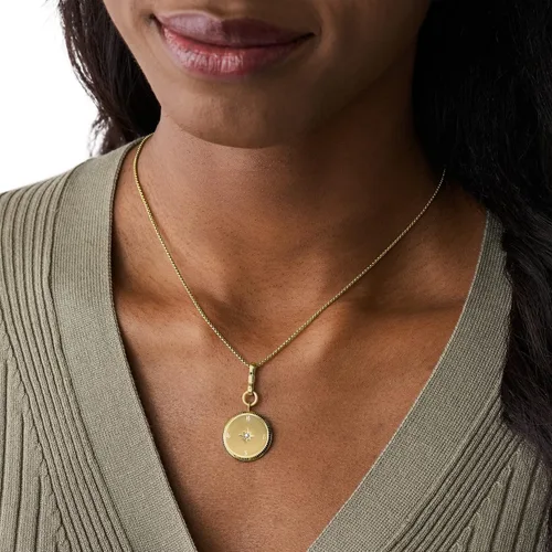 Miniatura 4 de Fossil - Collar con colgante de acero inoxidable en tono dorado para mujer
