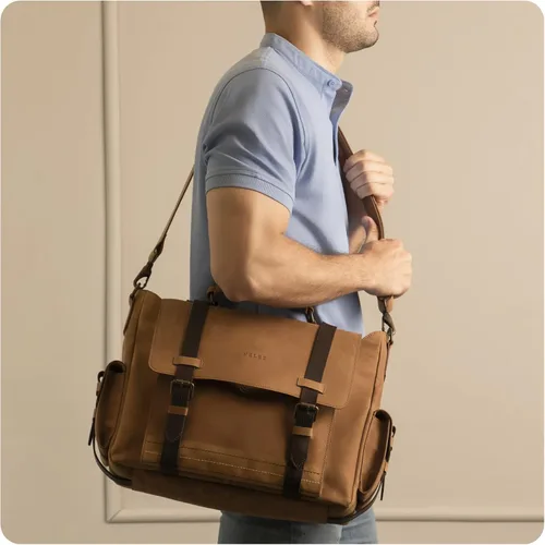 Miniatura 2 de VELEZ Full Grain Leather Messenger Bag for Men - 15" Black Laptop Briefcase