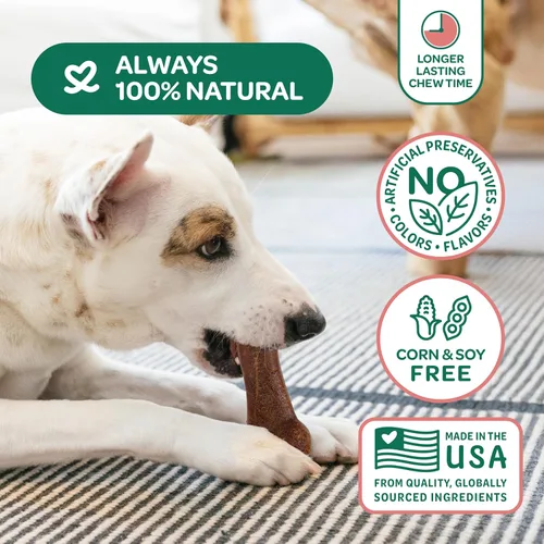 Miniatura 4 de Wholesome Pride Masticables naturales y saludables para perros, paquete de 2 unidades para perros medianos, sabor a tocino, fabricados