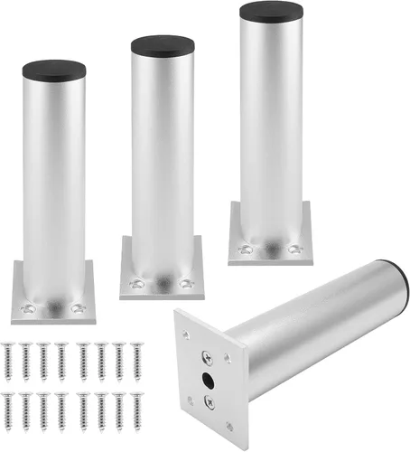 Miniatura 30 de Juego de 4 patas para muebles de 4 pulgadas, patas ajustables de aleación de aluminio, patas redondas de metal para sofá, patas ajustables