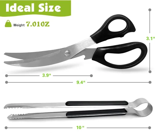 Miniatura 2 de Tijeras de cocina. Juego de tijeras y pinzas para barbacoa coreana, tijeras y pinzas de cocina para cortar carne, pollo, verduras, tijeras y pinzas