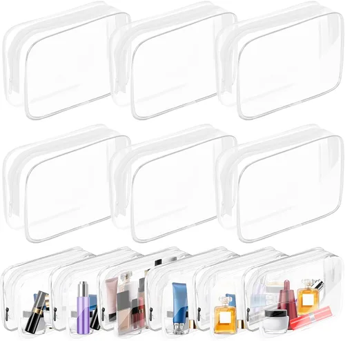 Miniatura 19 de Bolsa de maquillaje transparente AURUZA, bolsas de aseo portátiles para viajes con cremallera, bolsas organizadoras transparentes aprobadas por