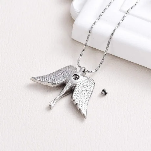 Miniatura 5 de Imrsanl Joyería de cremación con dije de ángel para dama, medallón conmemorativo de ceniza, collar de urna para cenizas, alas, joyería de recuerdo